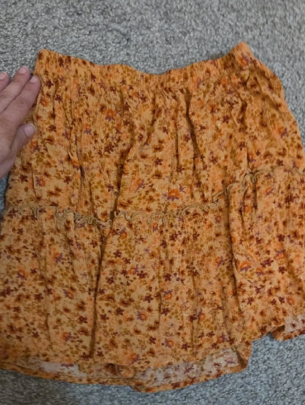 Pink Rose Floral Tiered Mini Skirt in Orange Floral Size Small Juniors